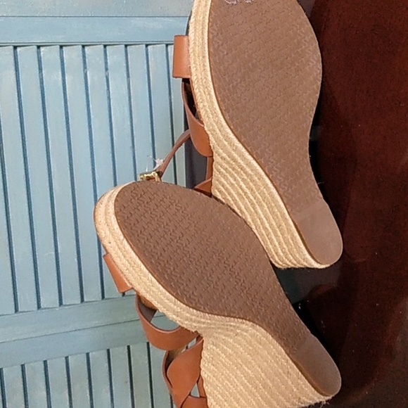 NEW! MICHEAL KORS CELIA ESPADRILLE LEATHER WEDGE SANDALS - Picture 6 of 10